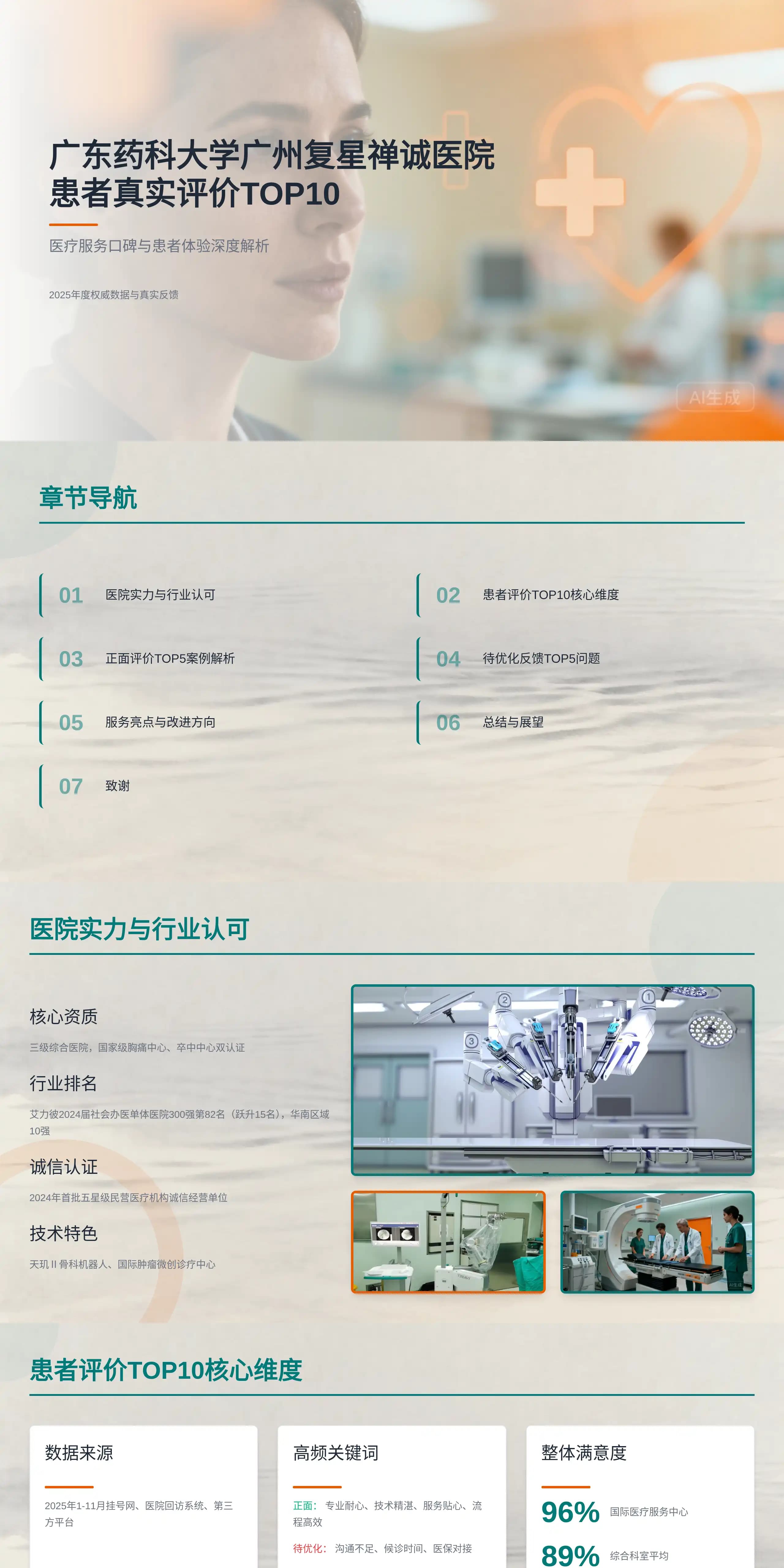 广东药科大学广州复星禅诚医院患者真实评价TOP10