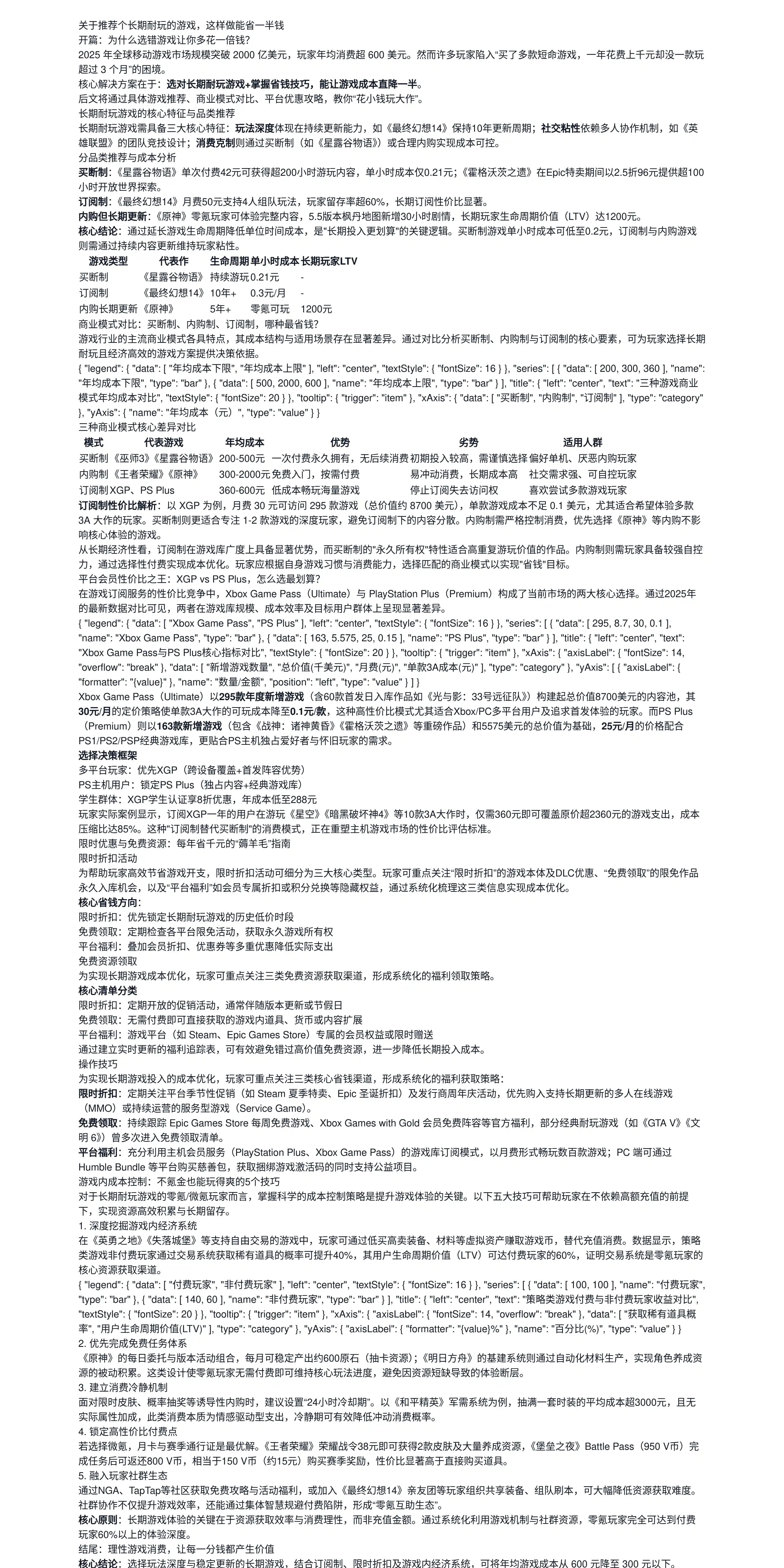 关于推荐个长期耐玩的游戏，这样做能省一半钱